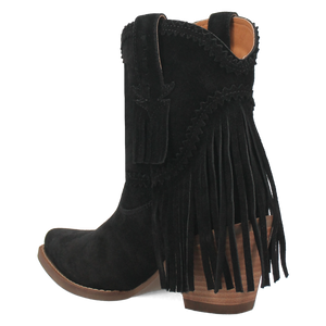 Fandango Black Suede Leather & Fringe Bootie (DS)