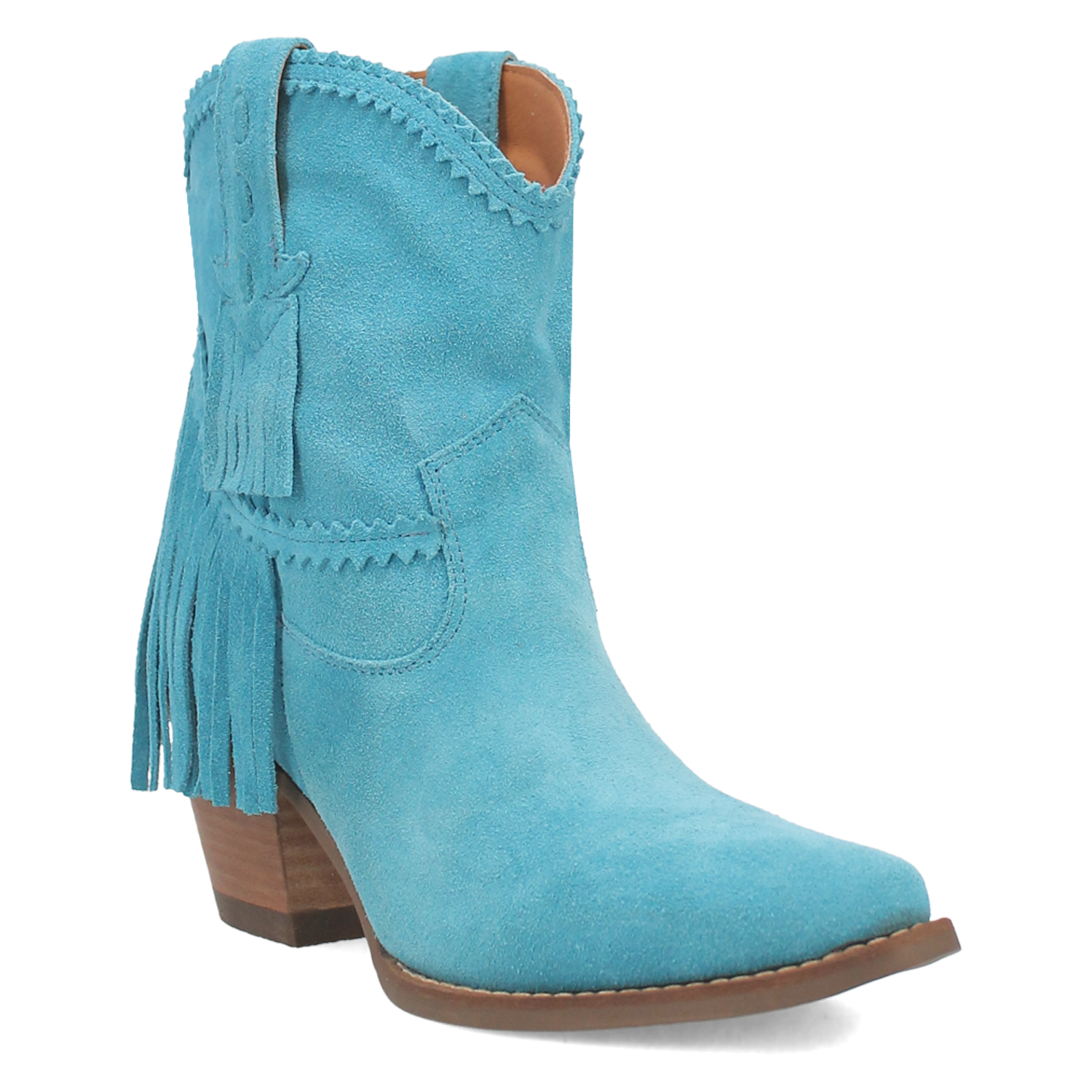 Fandango Blue Suede Leather & Fringe Bootie (DS)