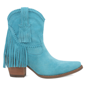 Fandango Blue Suede Leather & Fringe Bootie (DS)