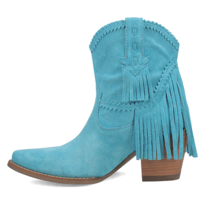 Fandango Blue Suede Leather & Fringe Bootie (DS)