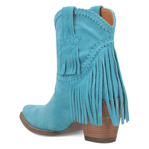 Fandango Blue Suede Leather & Fringe Bootie (DS)