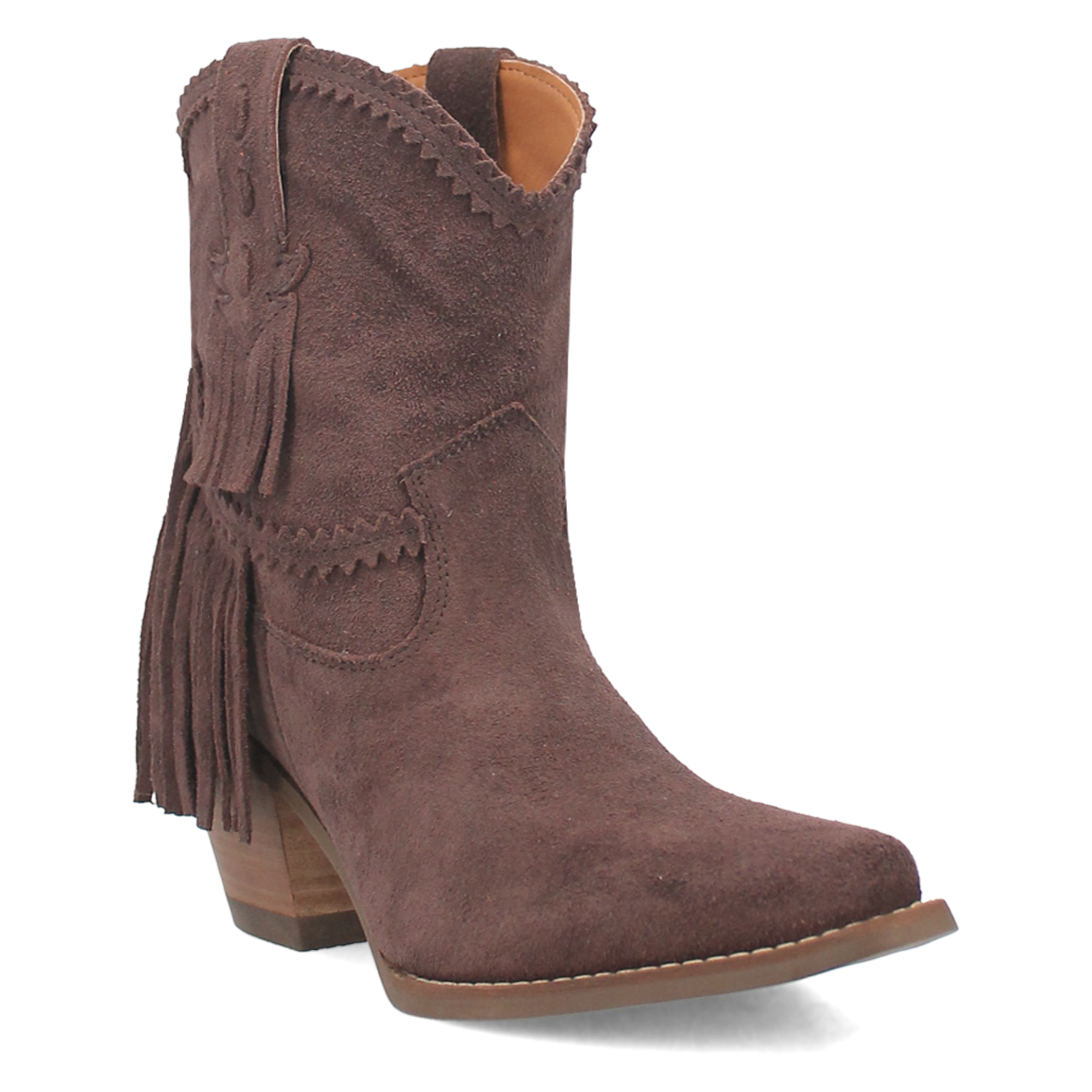 Fandango Brown Suede Leather & Fringe Bootie (DS)