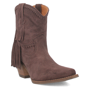 Fandango Brown Suede Leather & Fringe Bootie (DS)