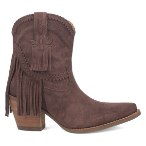 Fandango Brown Suede Leather & Fringe Bootie (DS)