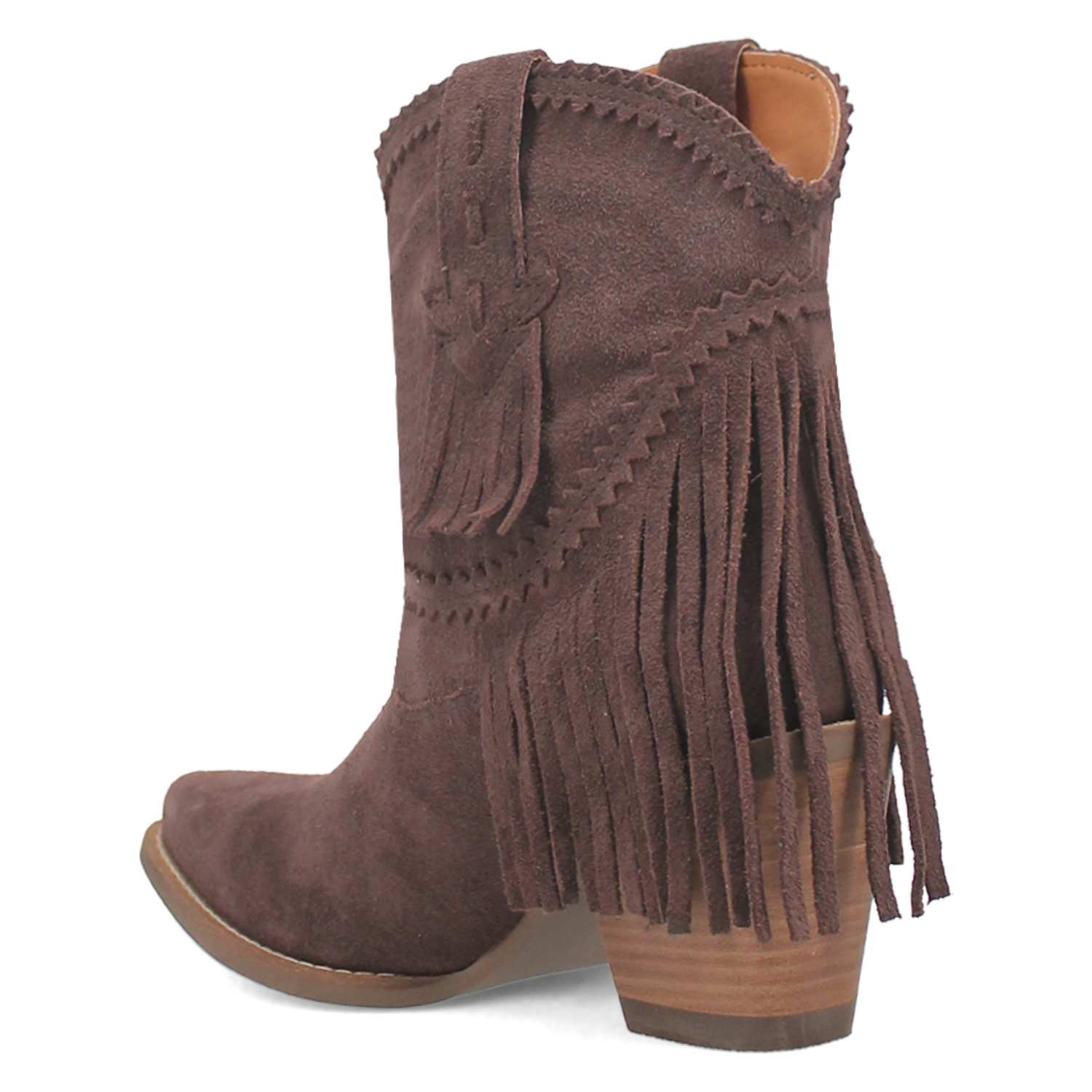 Fandango Brown Suede Leather & Fringe Bootie (DS)