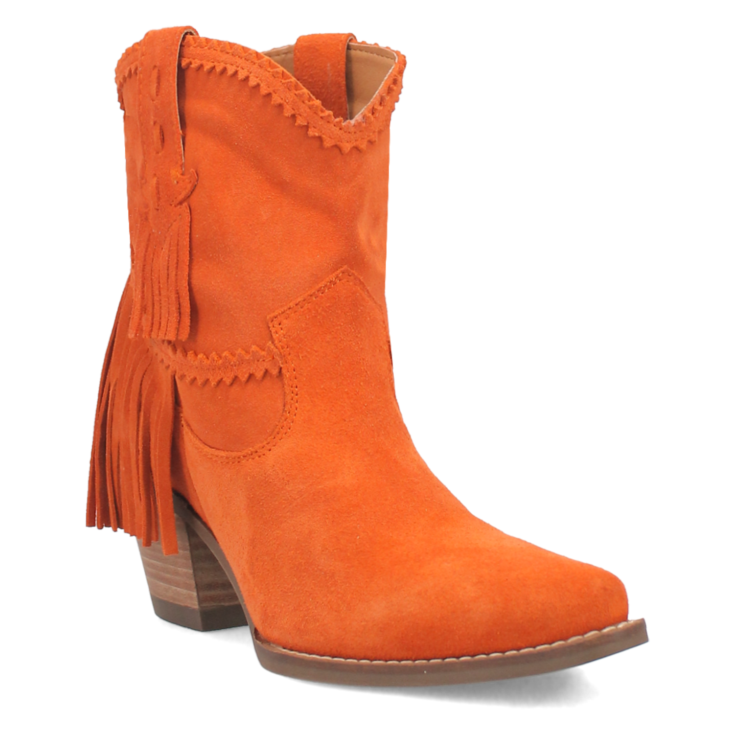 Fandango Orange Suede Leather & Fringe Bootie (DS)