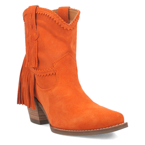 Fandango Orange Suede Leather & Fringe Bootie (DS)