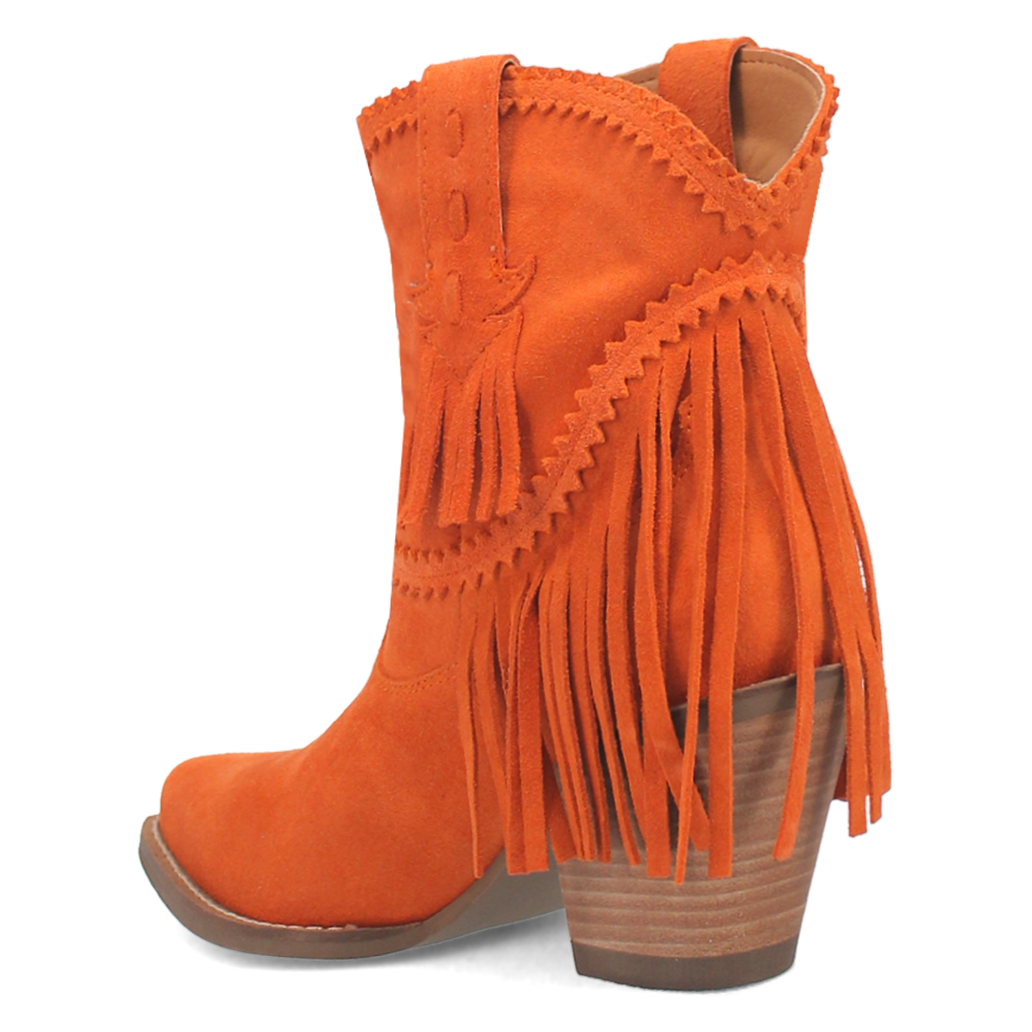 Fandango Orange Suede Leather & Fringe Bootie (DS)