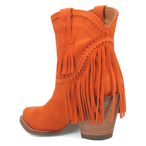 Fandango Orange Suede Leather & Fringe Bootie (DS)