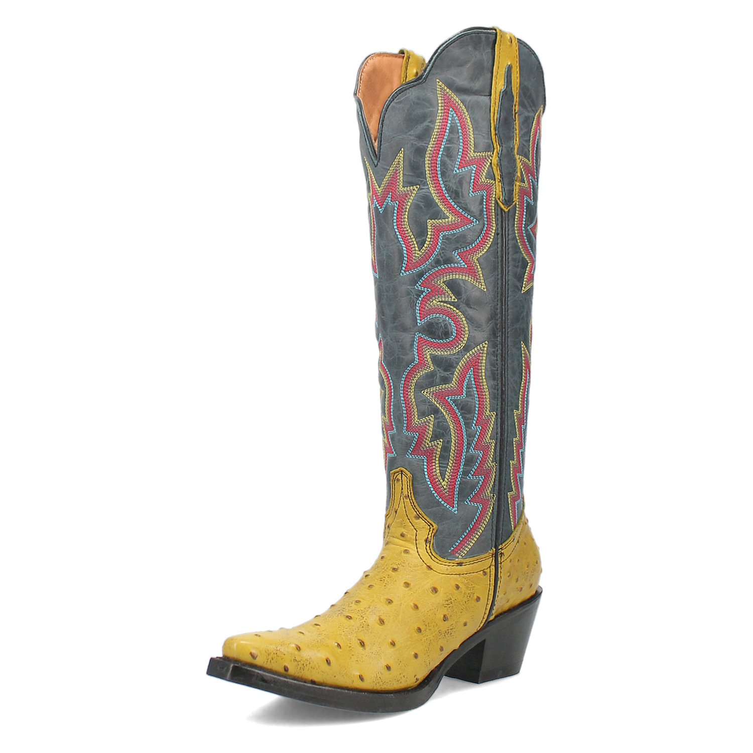 Selene Yellow/Blue Leather & Embroidered Boot (DS)