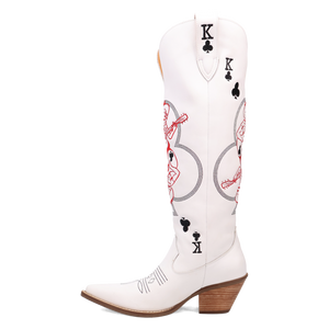 King Of Clubs White Leather Boot (DS)