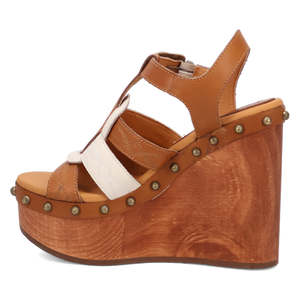 Cosmo Tan Wooden Platform Wedge Heel Sandal (DS) DP