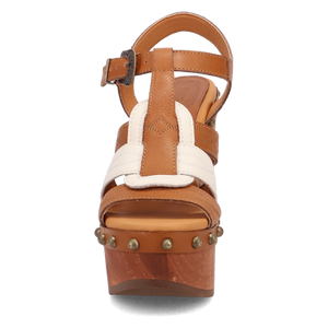 Cosmo Tan Wooden Platform Wedge Heel Sandal (DS) DP
