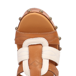 Cosmo Tan Wooden Platform Wedge Heel Sandal (DS) DP
