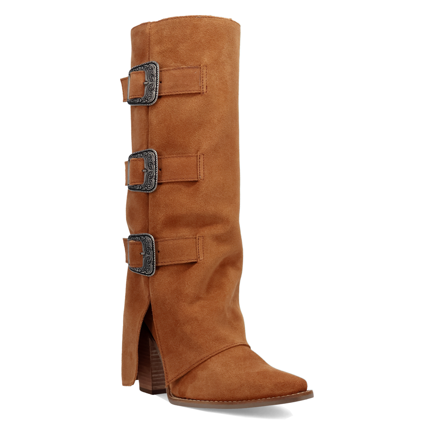 Buckle Bunny Camel Suede Leather Boot (DS) DP