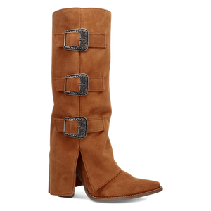Buckle Bunny Camel Suede Leather Boot (DS) DP