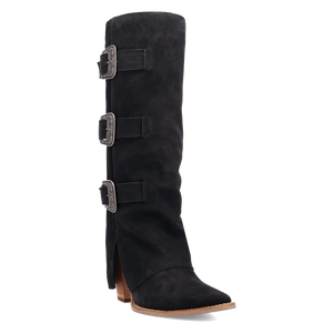 Buckle Bunny Black Suede Leather Boot (DS) DP