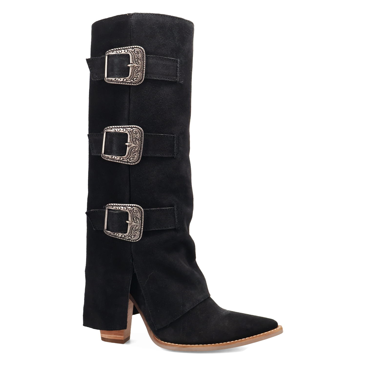 Buckle Bunny Black Suede Leather Boot (DS) DP