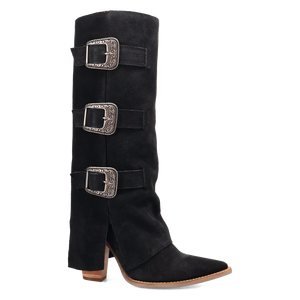 Buckle Bunny Black Suede Leather Boot (DS) DP