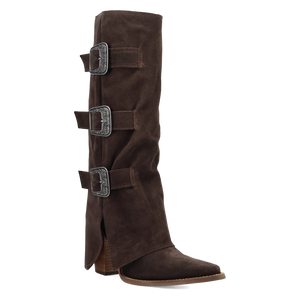 Buckle Bunny Brown Suede Leather Boot (DS) DP