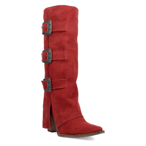 Buckle Bunny Red Suede Leather Boot (DS) DP