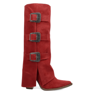 Buckle Bunny Red Suede Leather Boot (DS) DP