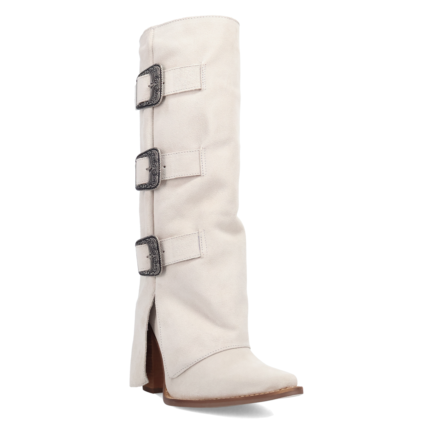 Buckle Bunny White Suede Leather Boot (DS) DP