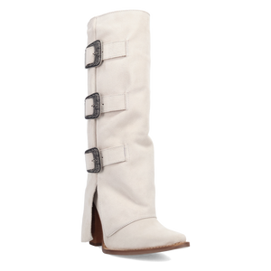 Buckle Bunny White Suede Leather Boot (DS) DP