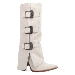 Buckle Bunny White Suede Leather Boot (DS) DP