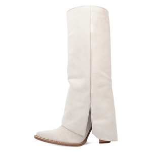 Buckle Bunny White Suede Leather Boot (DS) DP