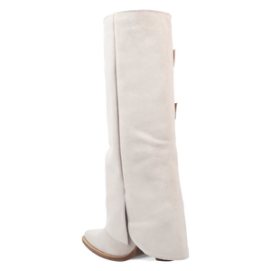 Buckle Bunny White Suede Leather Boot (DS) DP