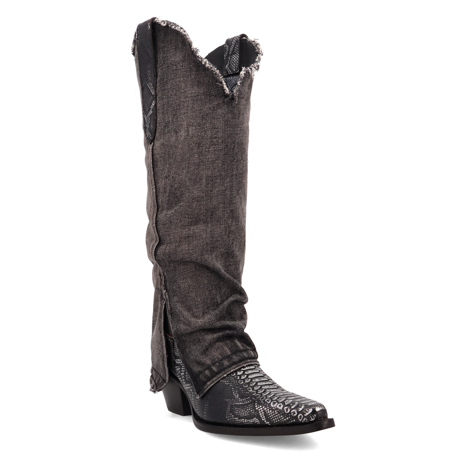 Shabby Black Denim & Leather Boot (DS) DP