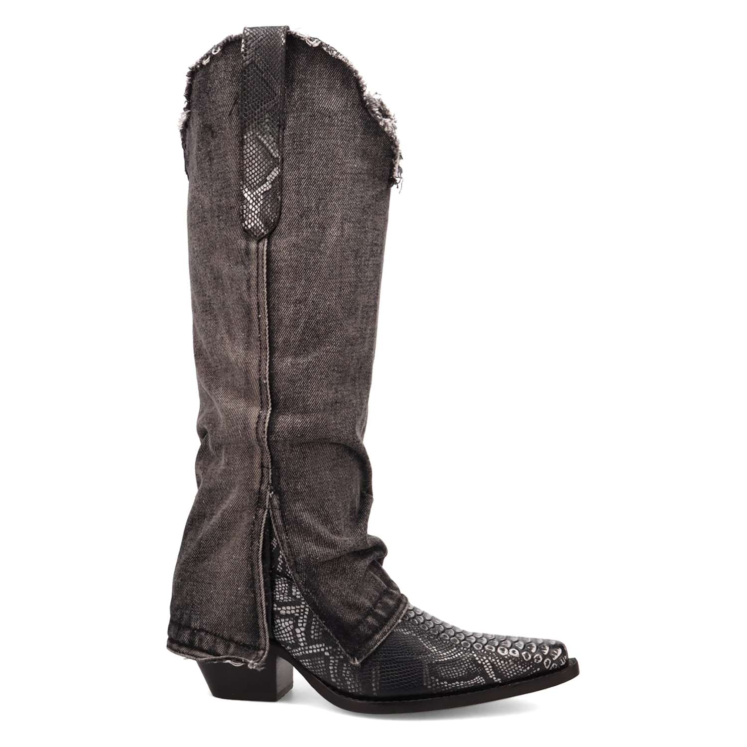 Shabby Black Denim & Leather Boot (DS) DP