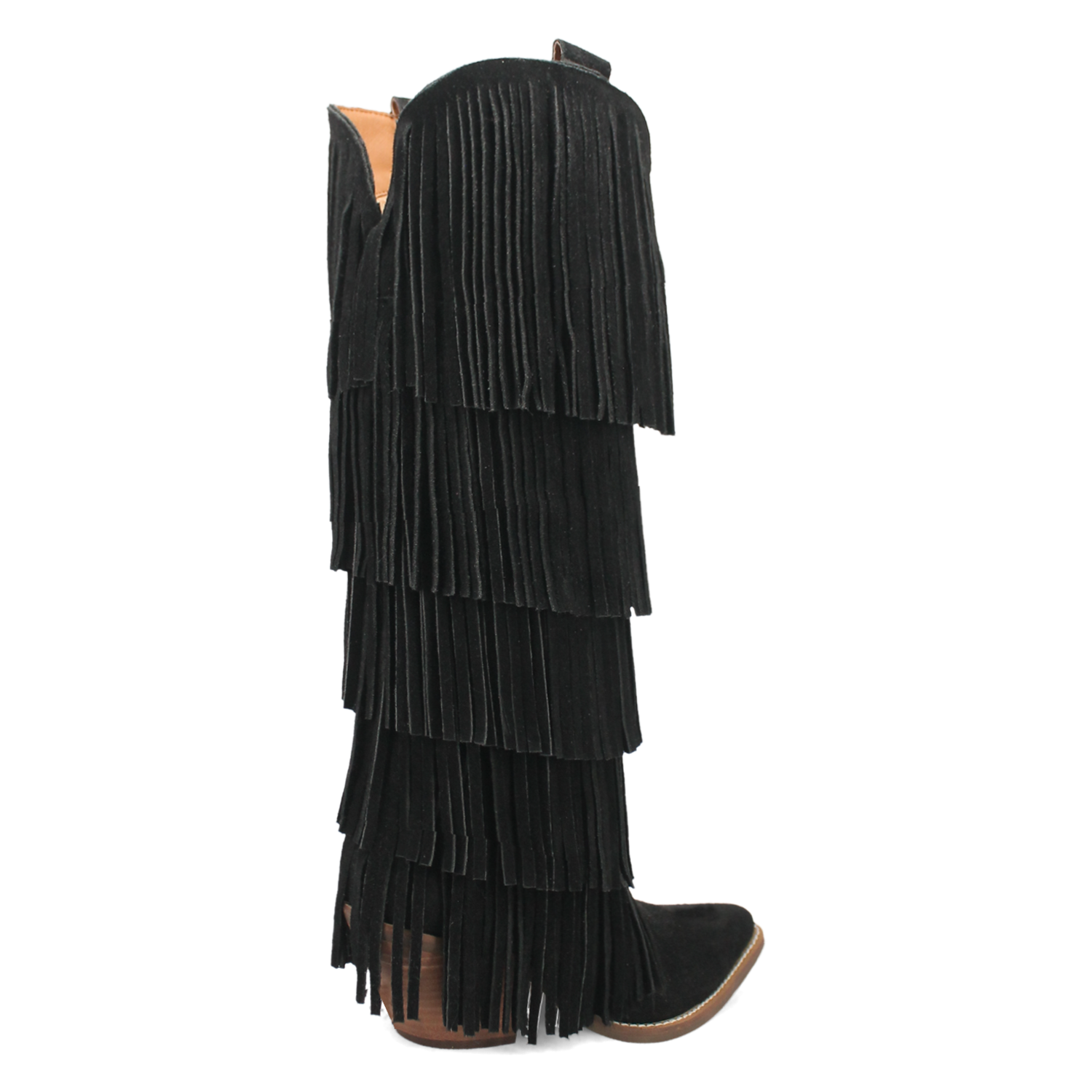 Wild Child Black Suede Leather Fringe Boots (DS)