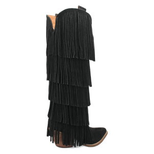 Wild Child Black Suede Leather Fringe Boots (DS) BACKORDER NOVEMBER 2024