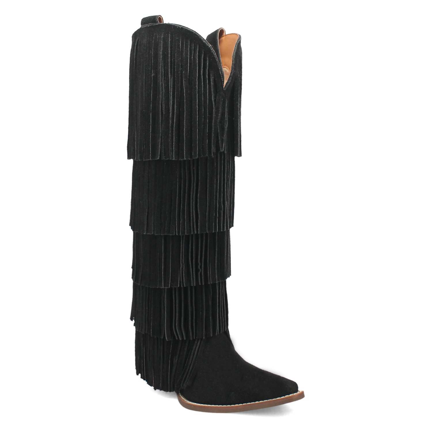 Wild Child Black Suede Leather Fringe Boots (DS)