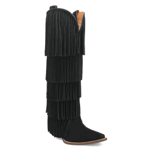 Wild Child Black Suede Leather Fringe Boots (DS) BACKORDER NOVEMBER 2024