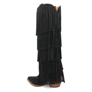 Wild Child Black Suede Leather Fringe Boots (DS) BACKORDER NOVEMBER 2024