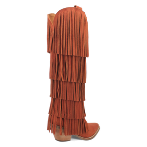 Wild Child Rust Suede Leather Fringe Boots (DS)