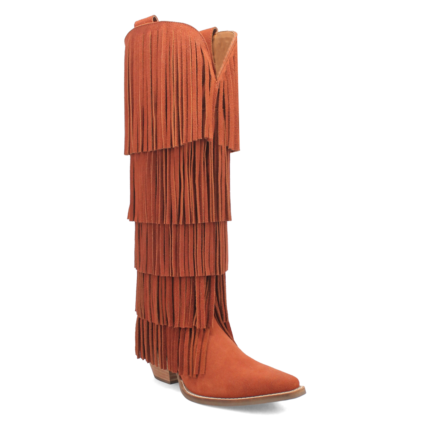 Wild Child Rust Suede Leather Fringe Boots (DS)