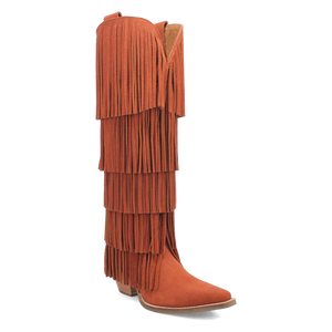 Wild Child Rust Suede Leather Fringe Boots (DS)