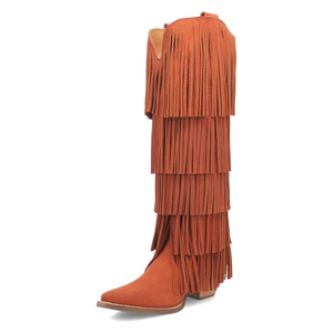 Wild Child Rust Suede Leather Fringe Boots (DS)