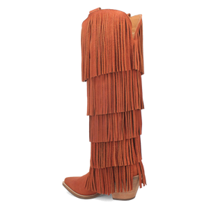 Wild Child Rust Suede Leather Fringe Boots (DS)