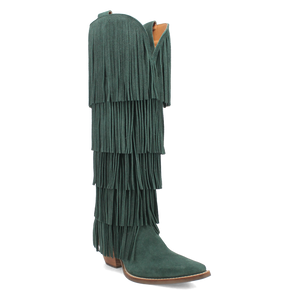 Wild Child Green Suede Leather Fringe Boots (DS)