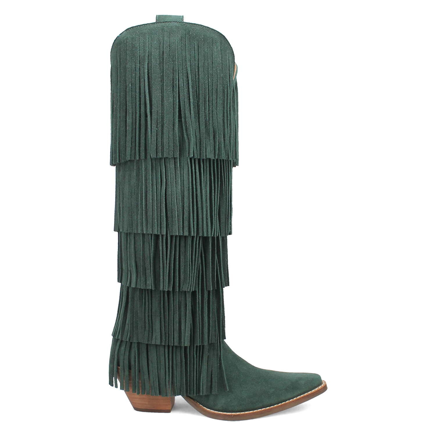 Wild Child Green Suede Leather Fringe Boots (DS) - Lil Bee's