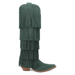 Wild Child Green Suede Leather Fringe Boots (DS)