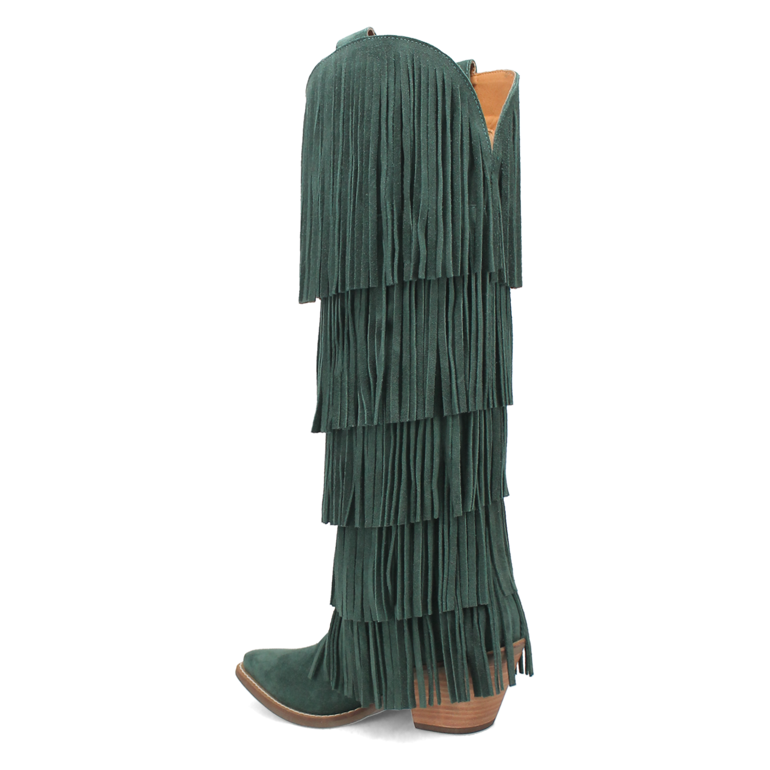 Wild Child Green Suede Leather Fringe Boots (DS)