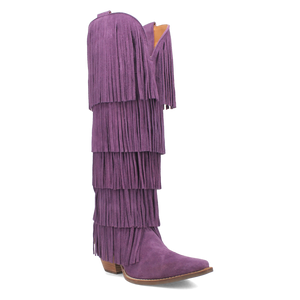 Wild Child Purple Suede Leather Fringe Boots (DS)