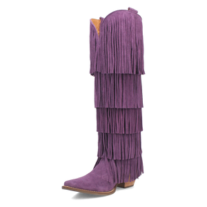 Wild Child Purple Suede Leather Fringe Boots (DS)