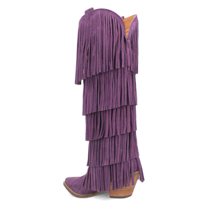 Wild Child Purple Suede Leather Fringe Boots (DS)